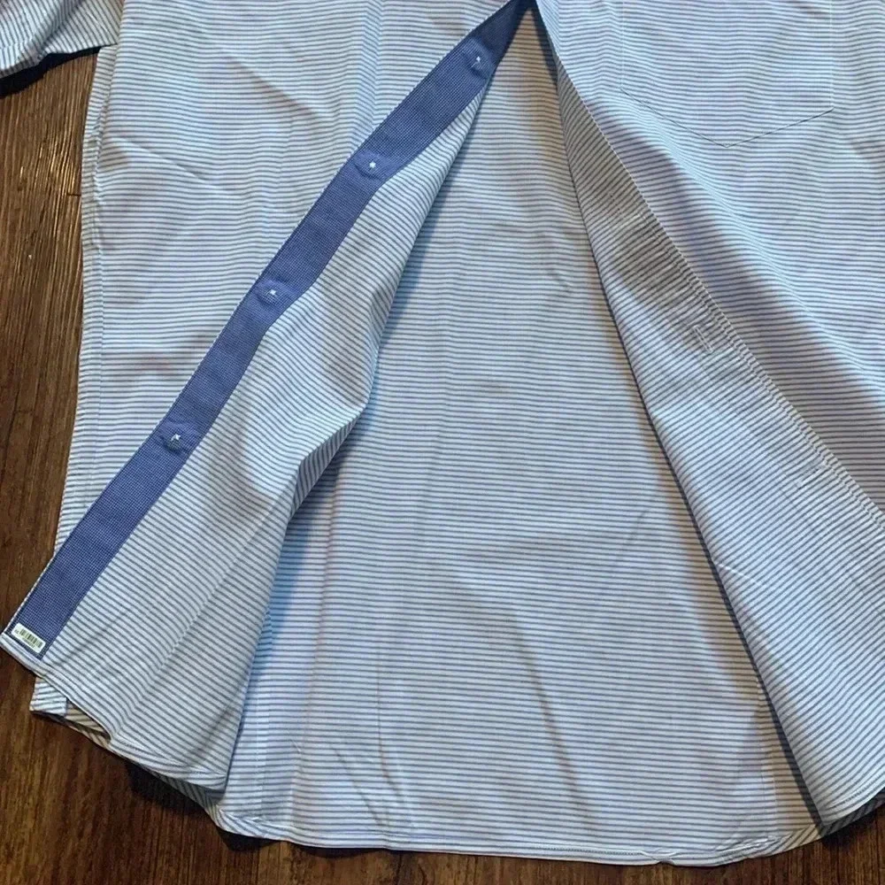 Banana Republic Men’s Blue Striped Dress Short Sleeve Button Up Size Small